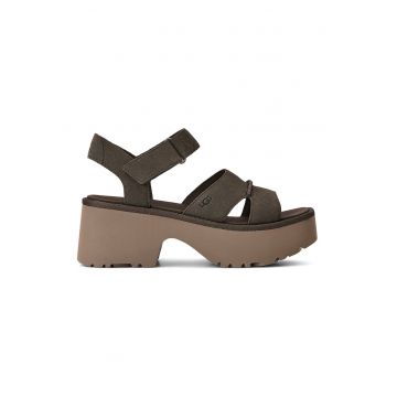 Sandale din piele intoarsa cu inchidere velcro New Heights - Maro taupe