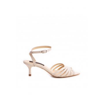 Sandale din piele naturala cu toc stiletto Selena - Alb