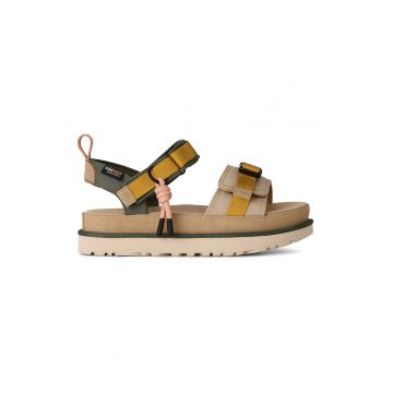 Sandale din piele si material textil Goldenstar - Maro nisip
