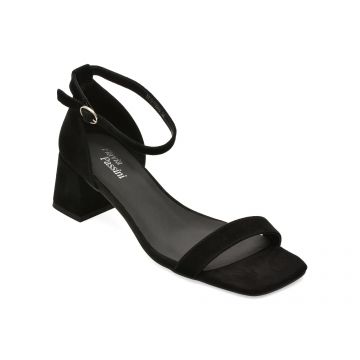 Sandale elegante FLAVIA PASSINI negre, A219, din piele intoarsa