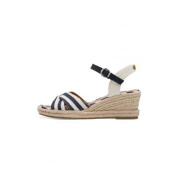 Sandale-espadrile wedge - Alb/Bej/Bleumarin