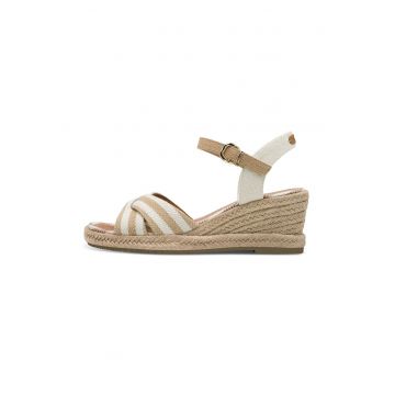 Sandale-espadrile wedge - Alb/Bej