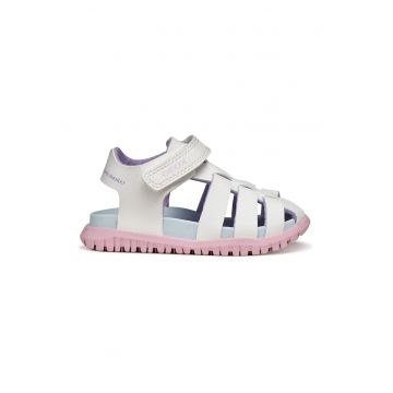 Sandale fisherman cu velcro - Albastru pastel/Alb murdar