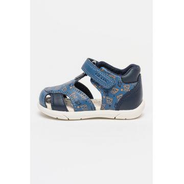 Sandale fisherman cu velcro si imprimeu - Bleumarin