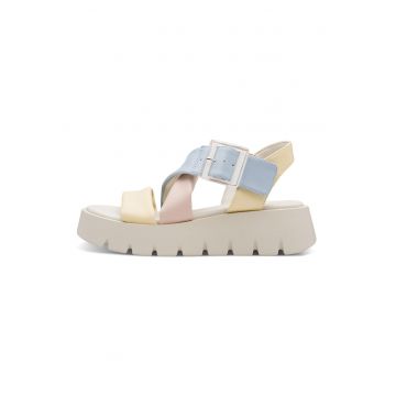 Sandale flatform cu catarama - Albastru lavanda/Galben pai/Roz pal