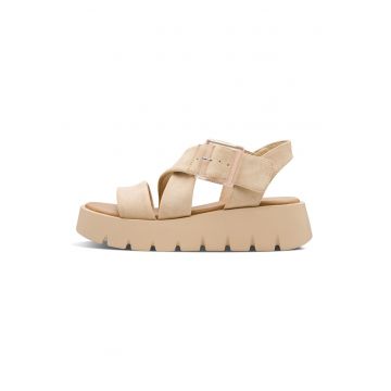 Sandale flatform cu catarama - Maro nisip
