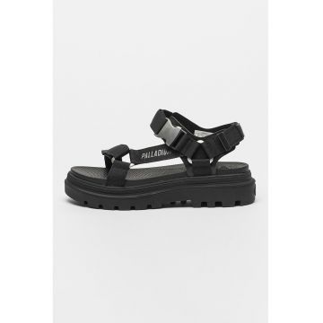 Sandale flatform cu velcro - Negru
