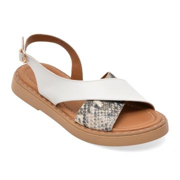 Sandale GOLD DEER albe, 22043, din piele naturala