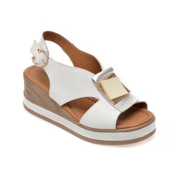 Sandale GOLD DEER albe, 22070, din piele naturala