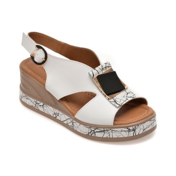 Sandale GOLD DEER albe, 22070, din piele naturala