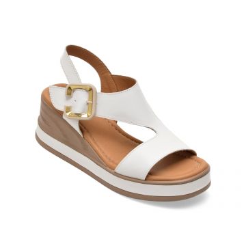 Sandale GOLD DEER albe, 22071, din piele naturala