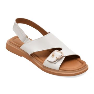 Sandale GOLD DEER albe, 22083, din piele naturala