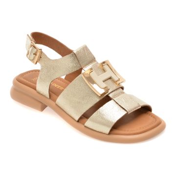 Sandale GOLD DEER aurii, 22039, din piele naturala