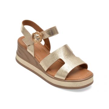Sandale GOLD DEER aurii, 22075, din piele naturala