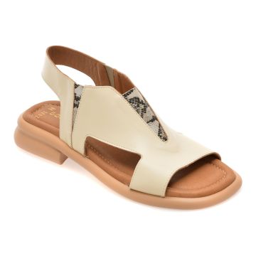 Sandale GOLD DEER bej, 22025, din piele naturala
