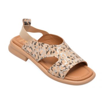 Sandale GOLD DEER bej, 22026, din piele naturala
