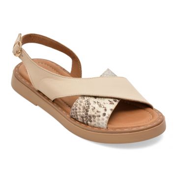 Sandale GOLD DEER bej, 22043, din piele naturala