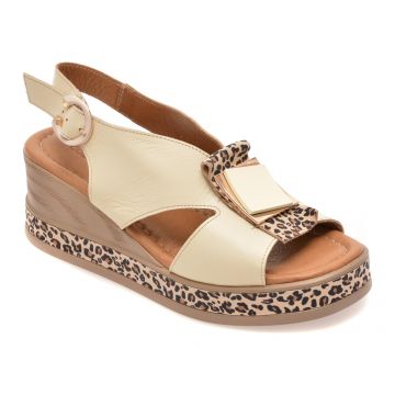 Sandale GOLD DEER bej, 22070, din piele naturala