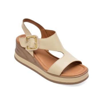 Sandale GOLD DEER bej, 22071, din piele naturala