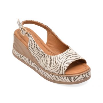 Sandale GOLD DEER bej, 22072, din piele naturala