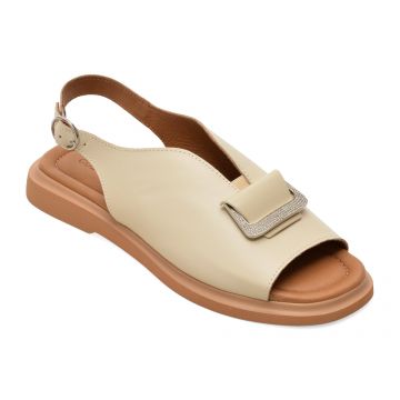 Sandale GOLD DEER bej, 22077, din piele naturala