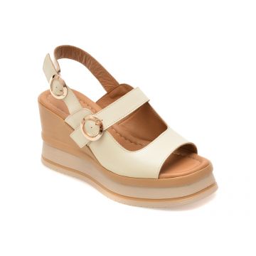 Sandale GOLD DEER bej, 22086, din piele naturala