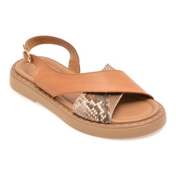 Sandale GOLD DEER maro, 22043, din piele naturala