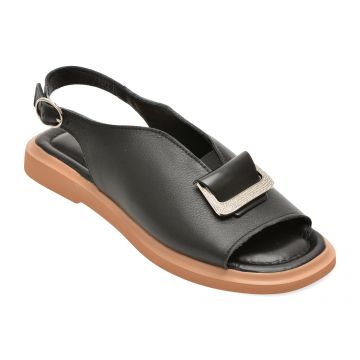 Sandale GOLD DEER negre, 2201, din piele naturala