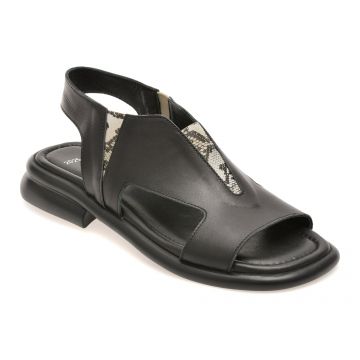 Sandale GOLD DEER negre, 22025, din piele naturala