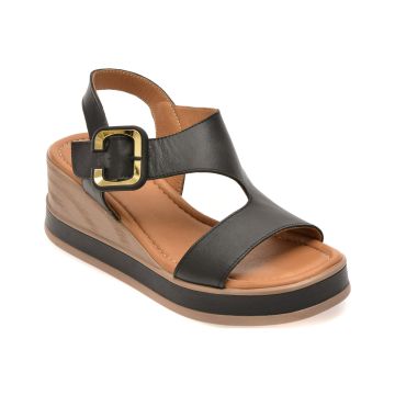 Sandale GOLD DEER negre, 22071, din piele naturala