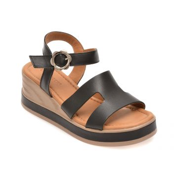 Sandale GOLD DEER negre, 22075, din piele naturala