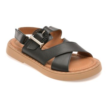Sandale GOLD DEER negre, 22082, din piele naturala