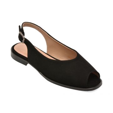 Sandale GOLD DEER negre, 420928, din piele intoarsa