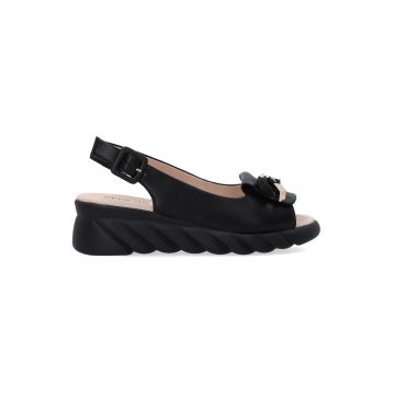 Sandale slingback din piele cu talpa wedge