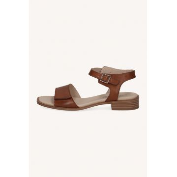 Sandale uni din piele - Maro cognac