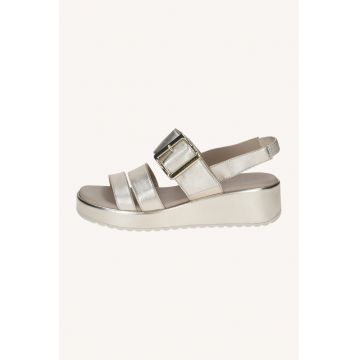 Sandale wedge din piele - Auriu