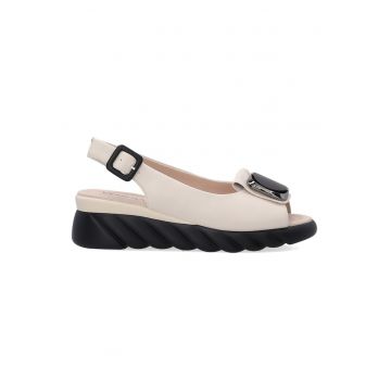 Sandale wedge din piele cu bareta slingback