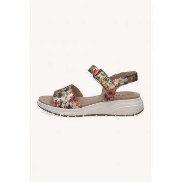 Sandale wedge din piele cu catarama - Multicolor