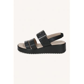Sandale wedge din piele - Negru