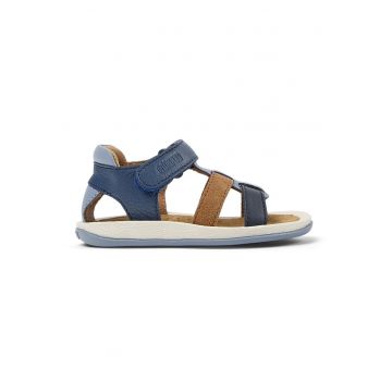 P Sandale din piele si piele intoarsa cu velcro Bicho - Albastru deschis/Albastru