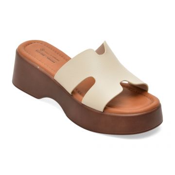 Papuci CALL IT SPRING albe, ABILENE 102, din piele ecologica