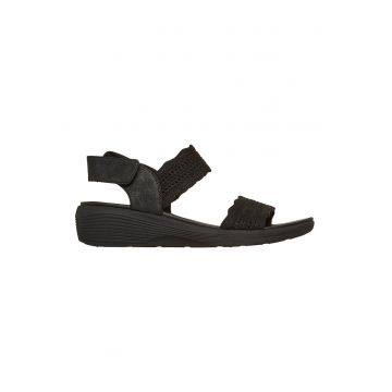 Sandale cu talpa wedge si velcro Arya - Negru