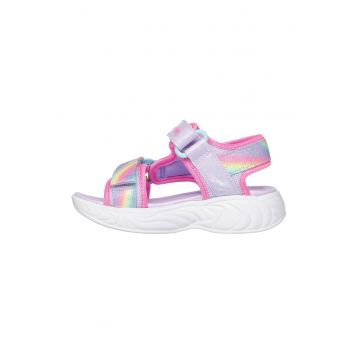 Sandale cu velcro si model colorblock Unicorn Dreams - Albastru lavanda/Roz