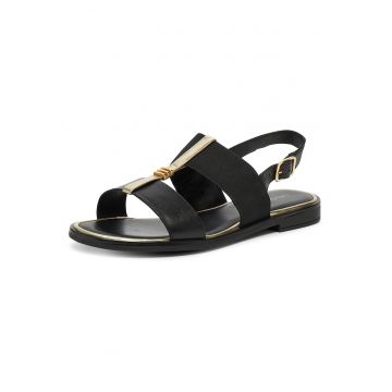 Sandale dama -  piele naturala - negru - inchidere cu catarama -