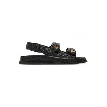 Sandale dama -  velcro - negru - material textil -