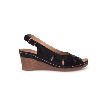Sandale de damă  din piele - Negru