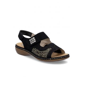 Sandale de damă Rieker - negre - combinate cu velcro 65989-01