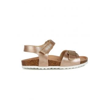 Sandale de piele ecologica cu velcro Adriel - Auriu