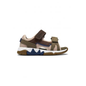 Sandale de piele intoarsa cu velcro Spineyspirit-T - Maro inchis/Maro camel/Kaki inchis