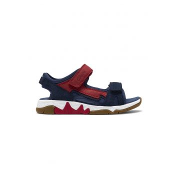 Sandale de piele intoarsa Spineyspirit-T cu velcro - Rosu inchis/Bleumarin